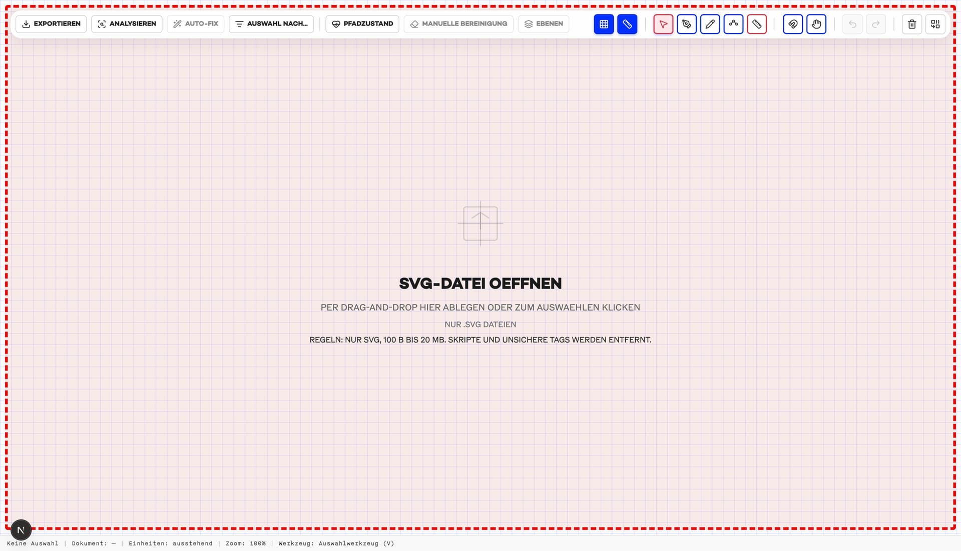Illustration der Benutzeroberfläche des Pixel2Lines SVG-Editors
