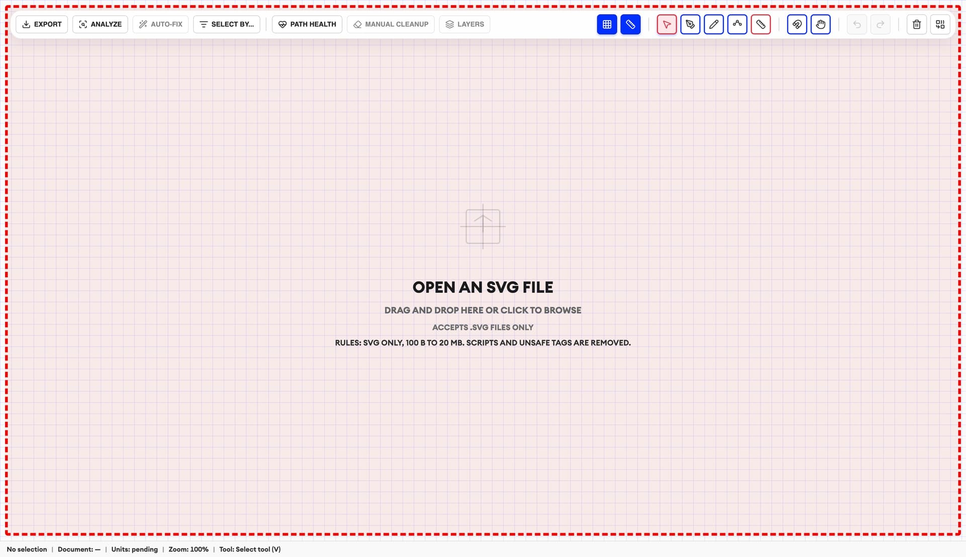 Illustration of the Pixel2Lines SVG editor workspace interface
