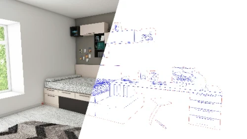 Architecture illustration example from a building photo.