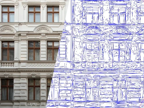 Architecture illustration example from a building photo.