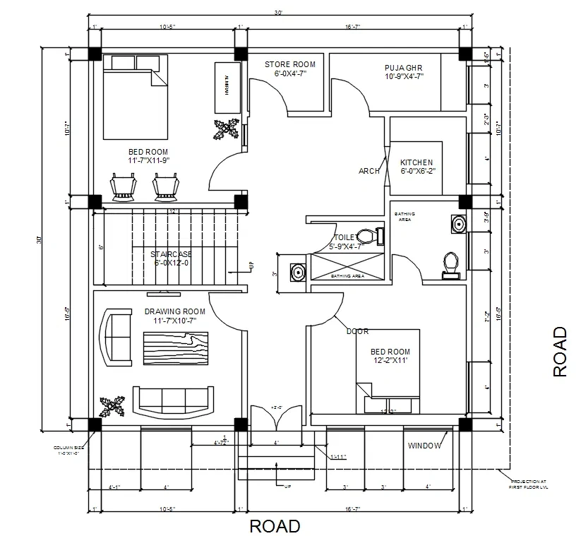 Technical floor plan output generated from a scanned source plan