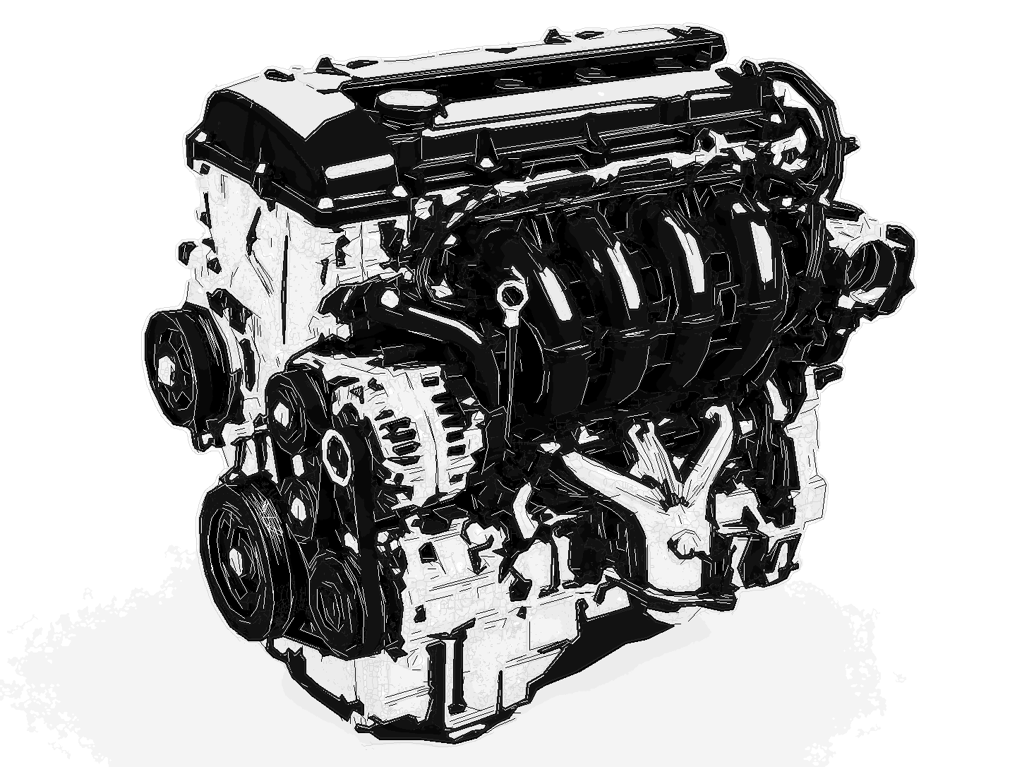 Manual Ink Pro technical illustration example from an engine render.